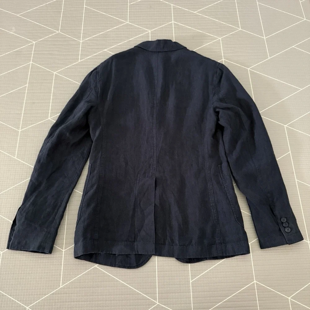 NEW Burberry Brit Linen Blend Casual Blazer Size 46 Navy‎ 2 Button Closure $895